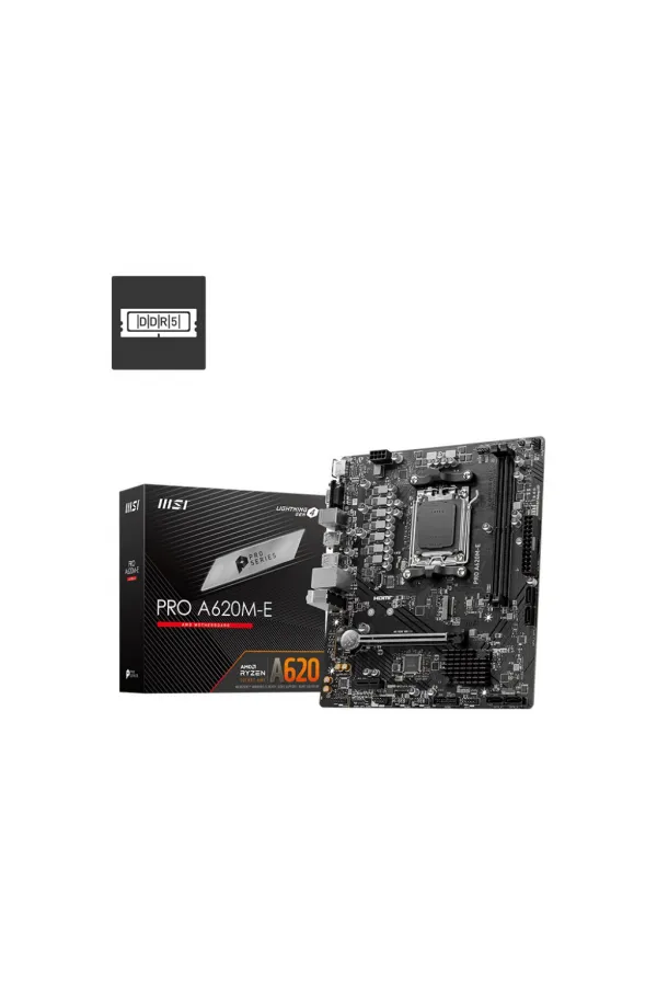 MSI PRO A620M-E AMD A620 AM5 SOKET DDR5 6000(OC)MHz HDMI VGA mATX MSI PRO A620M-E AMD A620 AM5 SOKET DDR5 6000(OC)MHz HDMI VGA mATX