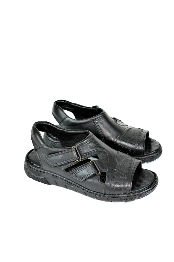 Fr1020 Siyah Erkek Hakiki Deri Sandalet Fr1020 Siyah Erkek Hakiki Deri Sandalet