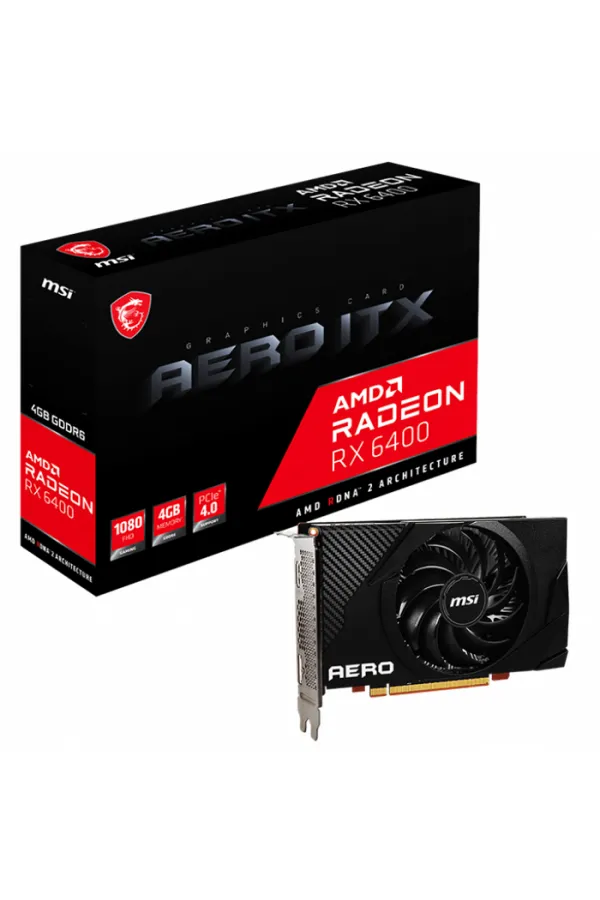 MSI RADEON RX 6400 AERO ITX 4GB GDDR6 HDMI DP 64Bit MSI RADEON RX 6400 AERO ITX 4GB GDDR6 HDMI DP 64Bit